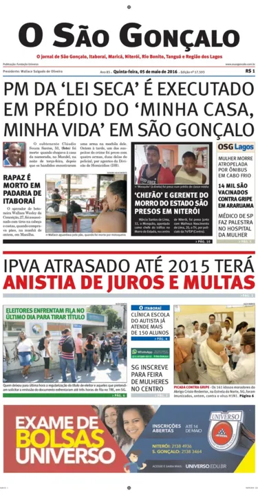 Imagem ilustrativa da imagem Edição do dia 05 de maio de 2016