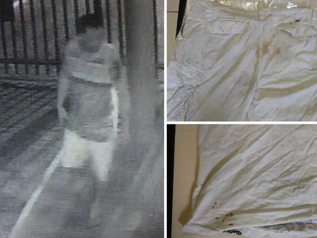  Policiais recolheram imagens do suspeito e roupas com manchas que podem ser de sangue humano