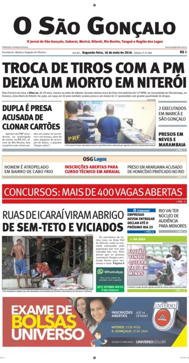 Segunda-feira, 16 de maio de 2016