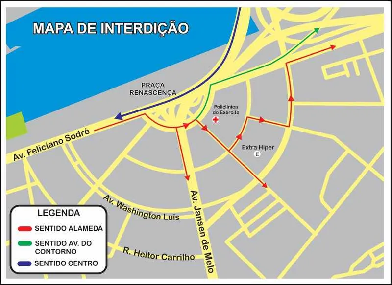 Mapa de Interdição para obras da praça Renascença