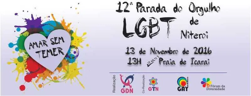 No próximo dia 13, domingo, ocorrerá, na Praia de Icaraí, a 12ª Parada do Orgulho LGBT de Niterói. Sob o tema “Amar sem Temer", o evento conta com o apoio da CODIR (Coordenadoria de Defesa dos Direitos Difusos e Enfrentamento à Intolerância Religiosa, da Prefeitura de Niterói), é organizada pelo Grupo Diversidade Niterói (GDN) e co-realizada pelo Grupo Transdiversidade Niterói; Cidadania Gay; Sete Cores e o Diversitas UFF. De amanh~]a a domingo, várias atividades culturais tomarão conta da Praça