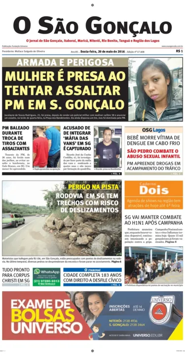 Imagem ilustrativa da imagem Edição do dia 20 de maio de 2016