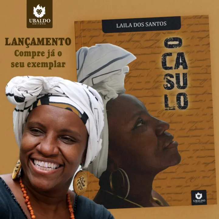 Capa do livro e o registro da escritora Laila dos Santos