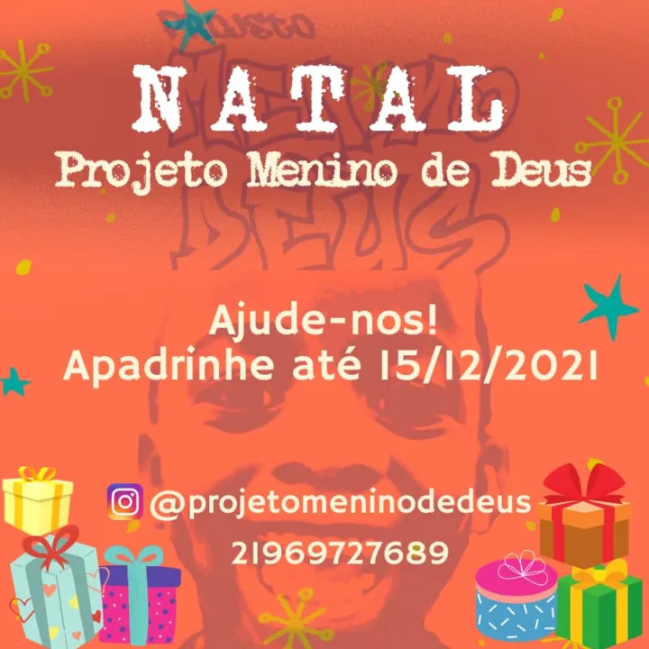 Projeto social 'Menino de Deus' prepara ação de Natal