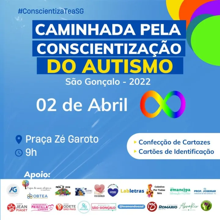 O objetivo desse evento é chamar atenção da sociedade para a questão do Transtorno do Espectro Autista (TEA)
