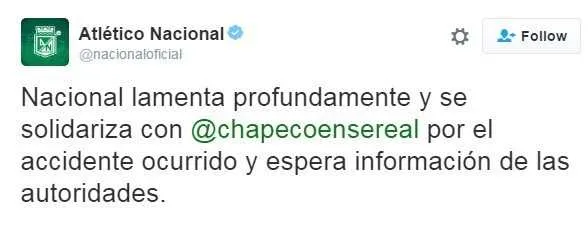 Conta oficial do Atlético Nacional via twitter