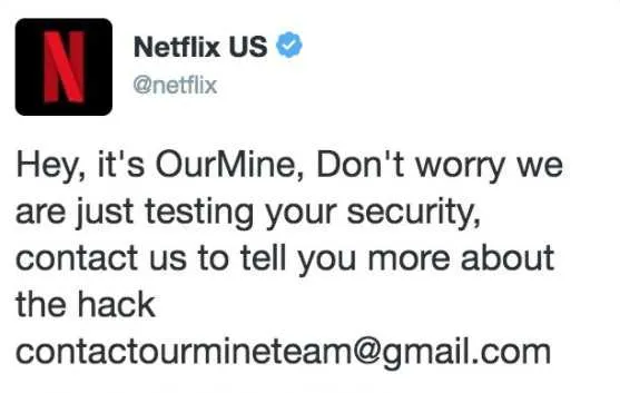 Mensagem deixada por grupo hacker na conta da Netflix