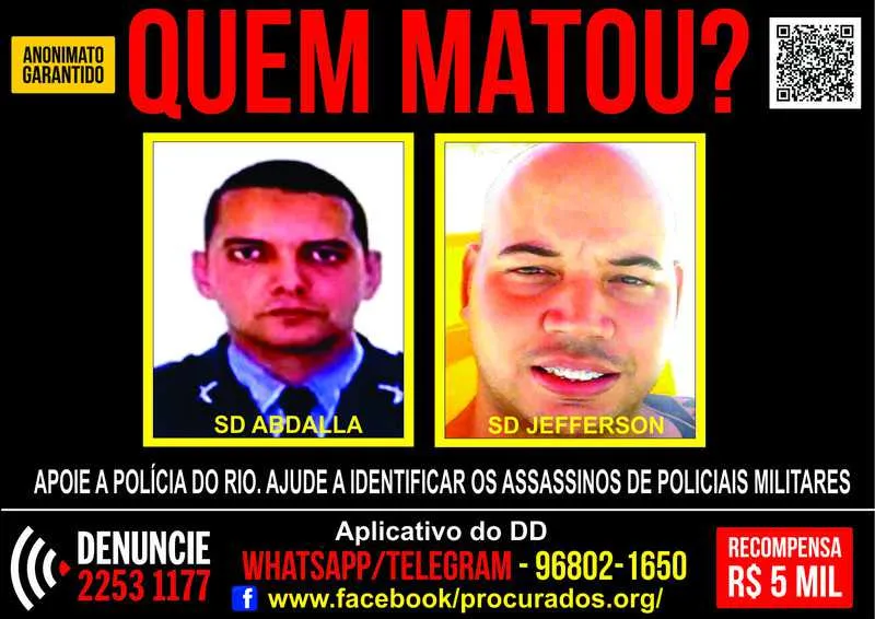 Imagem ilustrativa da imagem Disque Denúncia reforça campanha onde oferece R$ 5 mil por assassinos de policiais