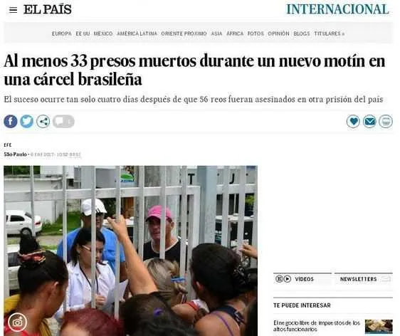 Imagem ilustrativa da imagem Morte de 33 presos em Roraima repercute na imprensa internacional