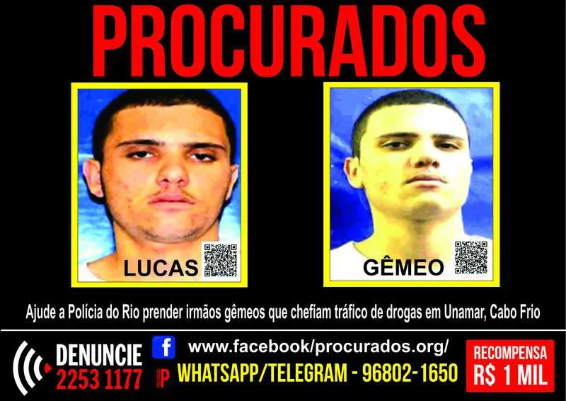 Imagem ilustrativa da imagem Polícia caça irmãos gêmeos acusados de tráfico em Cabo Frio