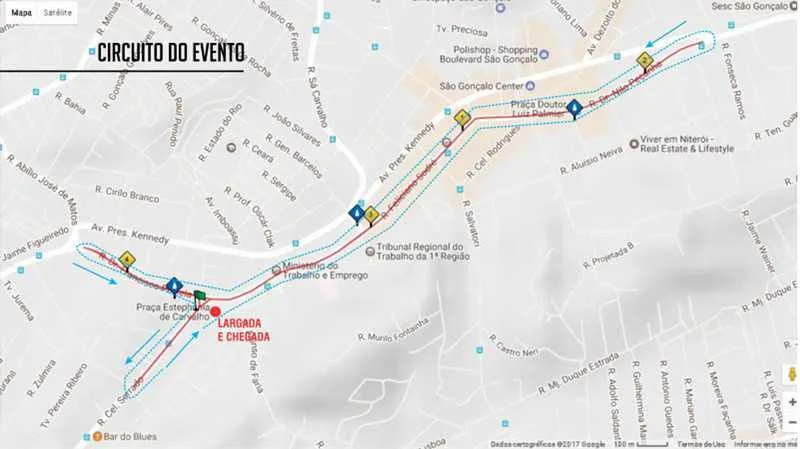 Percurso da 1ª Corrida e caminhada do Zé Garoto