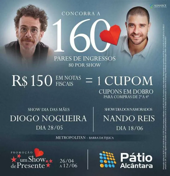 Prêmios: ingressos de shows de Nando Reis e Diogo Nogueira