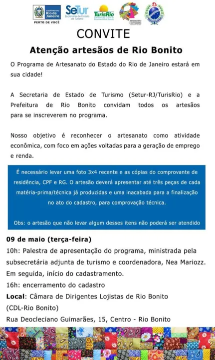 Agora, artesãos moradores do município poderão ampliar seus conhecimentos sobre empreendedorismo e desenvolvimento do artesanato.
