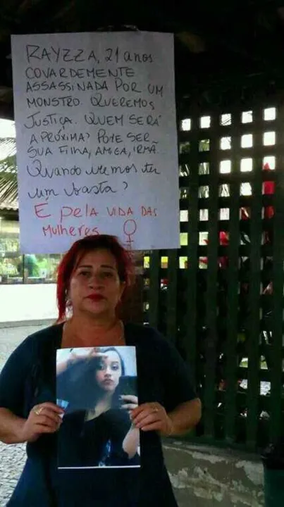  Vânia vai se juntar a amigos de Raizza em protesto para pedir que o crime bárbaro seja elucidado e os assassino presos