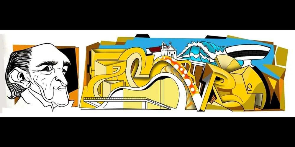  O grafiteiro conhecido como ZerafreaK se inspirou nas obras de Oscar Niemeyer na cidade de Niterói para elaborar seu desenho