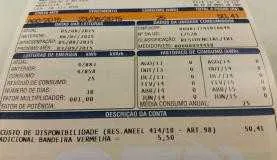 Conta de luz com indicão de bandeira vermelha