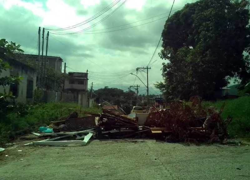 Em alguns locais, mato cobriu os entulhos colocados na rua 