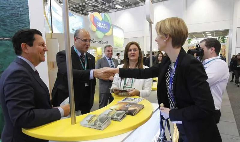 08.03.2019 - Governador Wison Witzel durante participaÃ§Ã£o na feira ITB, Feira Internacional de Berlin)   AÃ§Ãµes no estande do Brasil
Foto Douglas Pingituro

