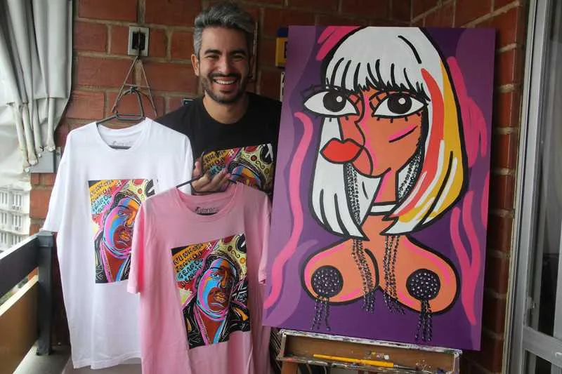 Com técnica inovadora, obras surrealistas do artista plástico Diego Moura, 29, chamam a atenção por suas formas e cores