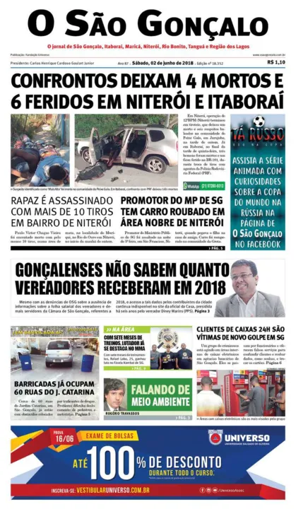 Imagem ilustrativa da imagem Edição do dia 2 de junho de 2018