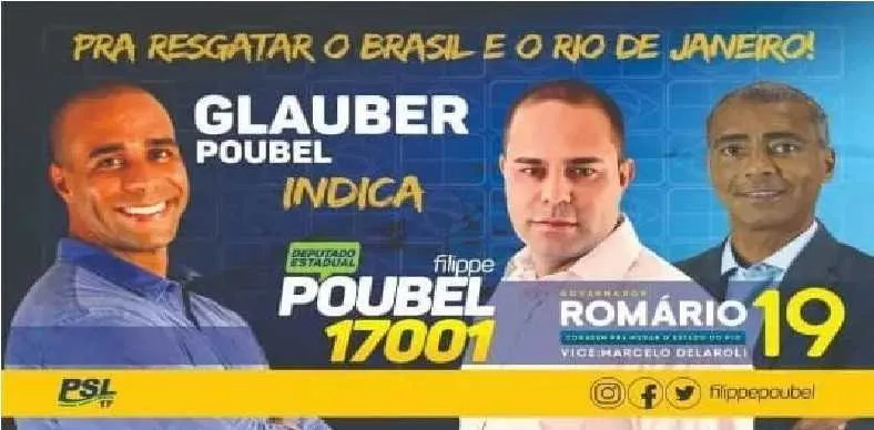 O PM Glauber fazia campanha para o irmão Filippe e Romário