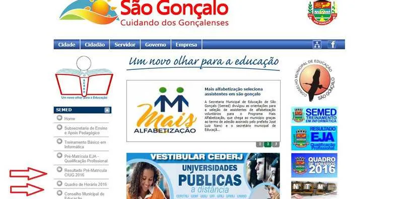 Site está com informações relativas a 2016 e não funciona