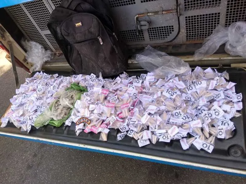 As drogas foram apreendidas pelos policiais 