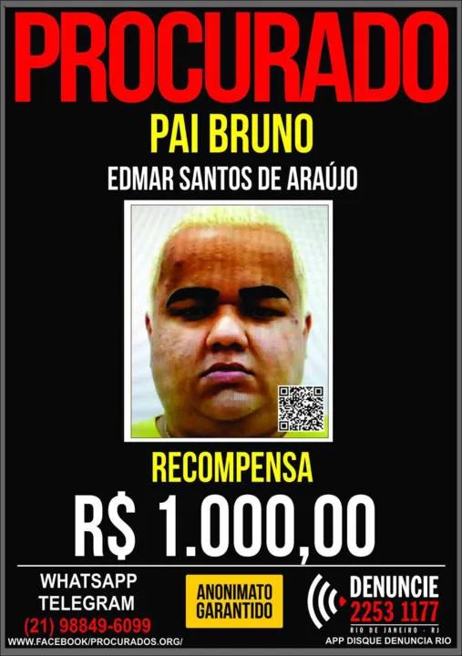 Recompensa que culmine com captura de Pai Bruno é de R$ 1 mil