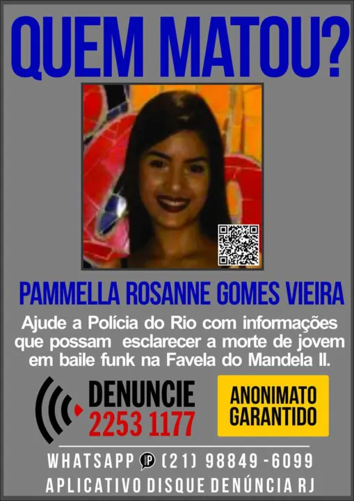 Pammella morreu após  receber um tiro