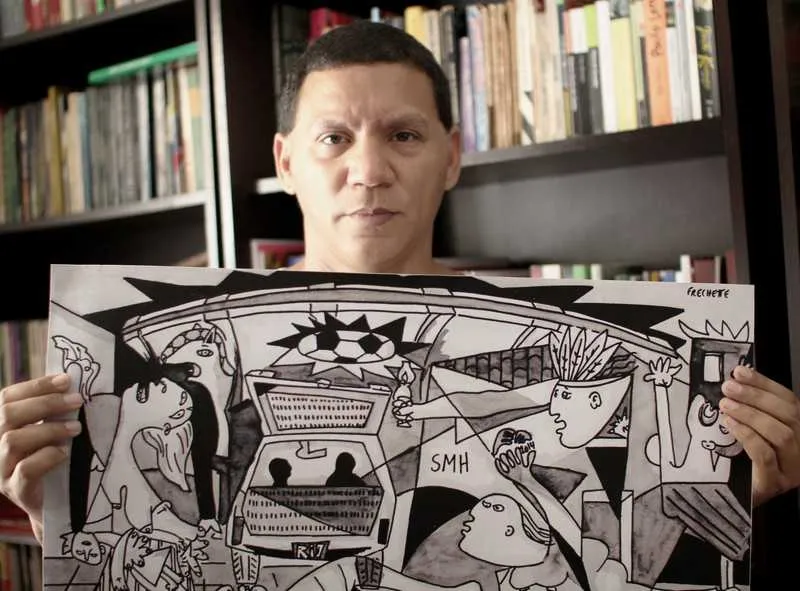 Alex usa ilustrações como forma de repensar os megaeventos que ocorreram nos anos de 2014 e 2016