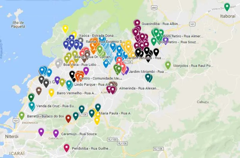 >> O mapa pode ser acessado através de links ou aplicativo