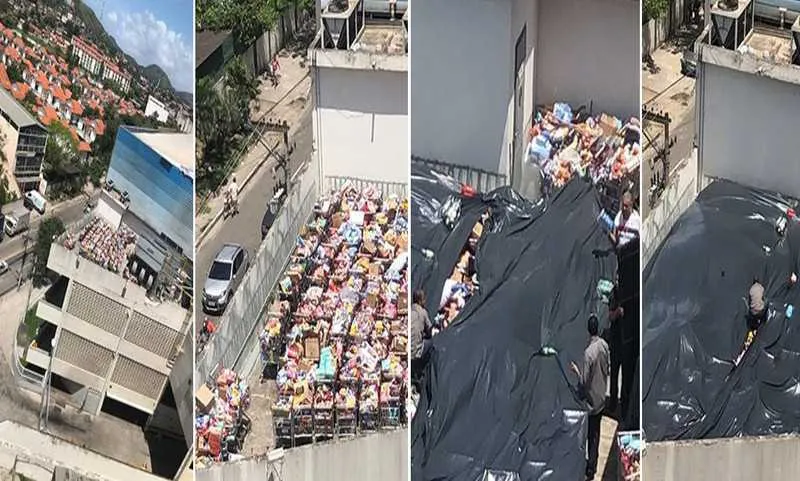 Na ocasião, plásticos foram colocados para encobrir o flagrante