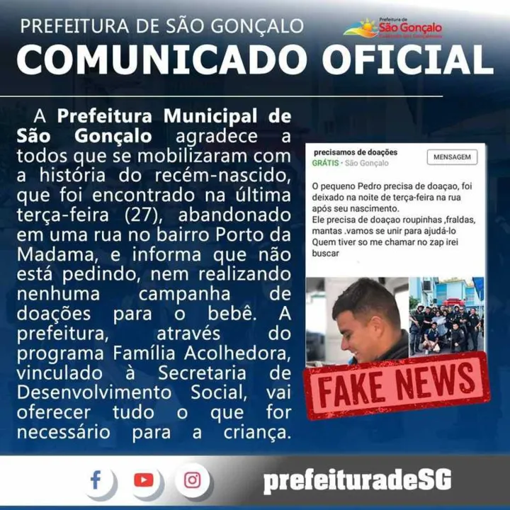 O bebê Pedro vai receber todo o auxílio necessário através do programa Família Acolhedora 