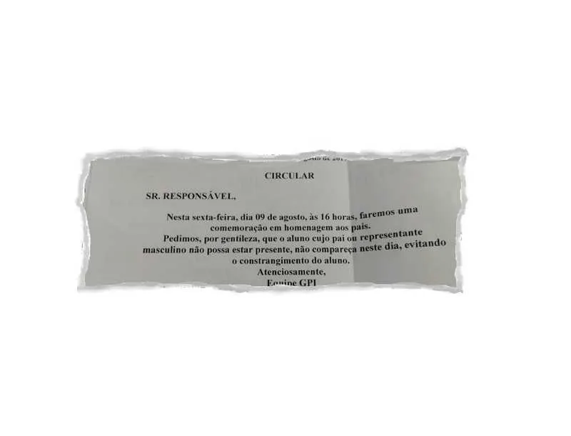 Bilhete enviado pela escola