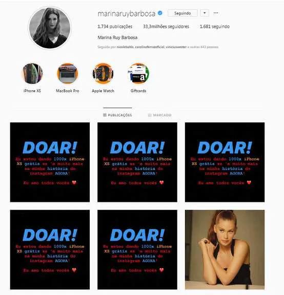 Atriz conta com 33 milhões de seguidores 