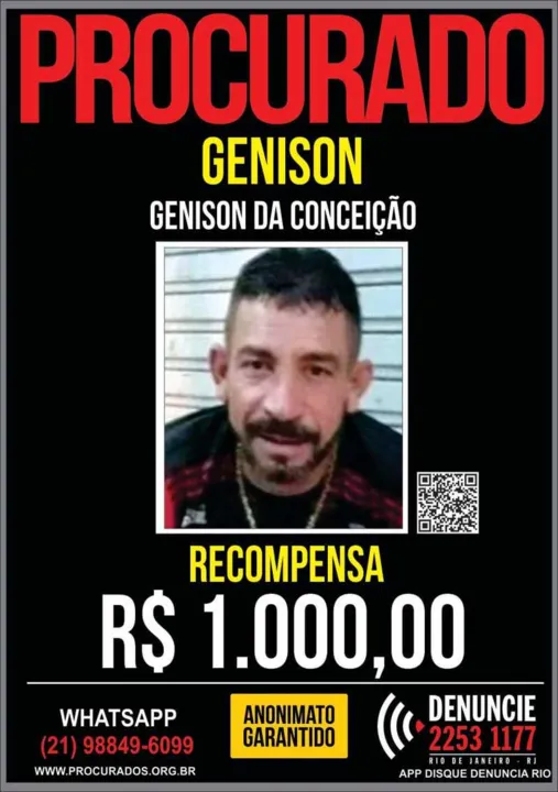 Existe recompensa de r$ 1 mil que leve à prisão de acusado  