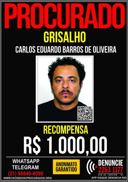 'Grisalho'  passa a ser um dos mais procurados do Estado do Rio de Janeiro  