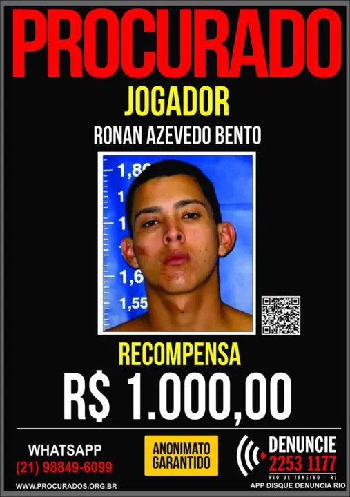 Existe recompensa de r$ 1 mil por prisão de 'Jogador'