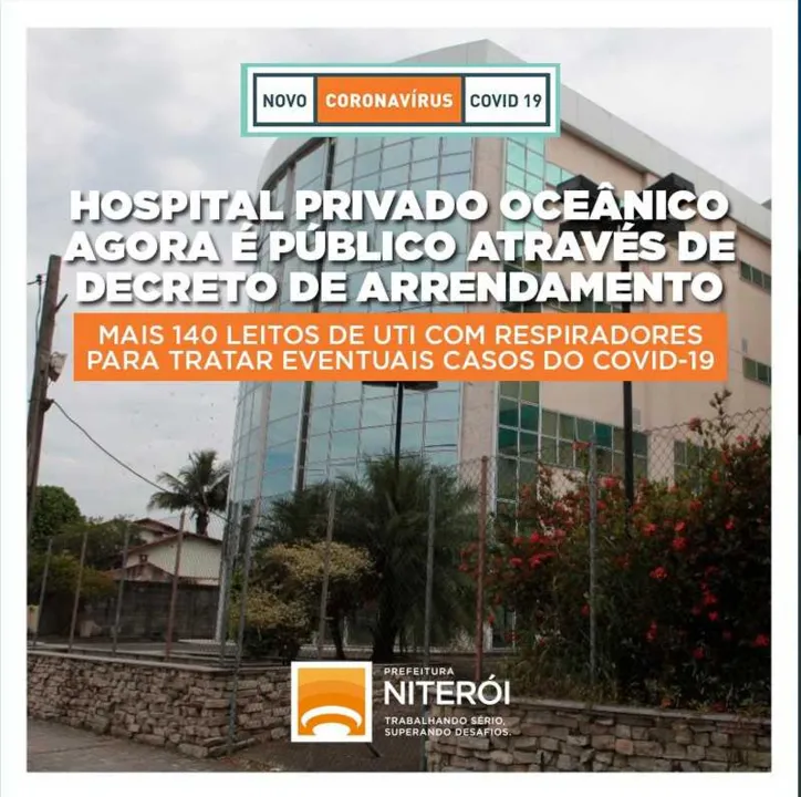 Imagem ilustrativa da imagem Decreto da Prefeitura de Niterói transforma hospital privado em público para tratar casos de coronavírus