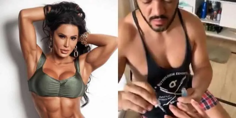 Imagem ilustrativa da imagem Vídeo mostra Belo pintando as unhas de Gracyanne: "Marido perfeito"