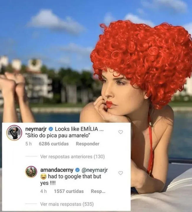 Neymar comenta na foto da atriz americana Amanda Cerny