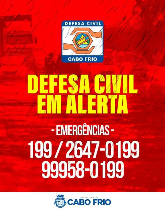 Em caso de emergências, a Defesa Civil deve ser acionada pelos números 199 ou 2647-0199.