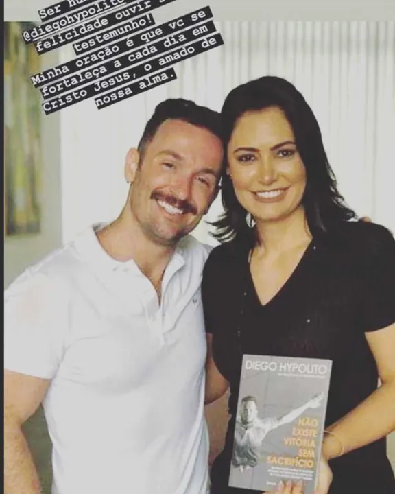 Diego Hypólito posa ao lado de Michelle Bolsonaro e exalta personalidade dela 