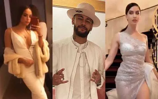 Neymar estava flertando nos últimos dias com as modelos  Natalía Barulích e Katerina Safarova