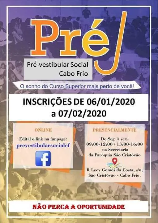 Inscrições ficarão abertas até o dia 7 de fevereiro