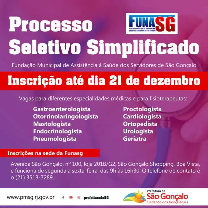  As inscrições vão até o dia 21 de dezembro