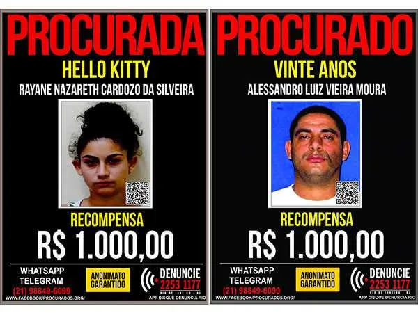 O Portal dos Procurados do Disque Denúncia oferece recompensa total de R$ 2 mil para quem denunciar o local de esconderijo da dupla de criminosos
