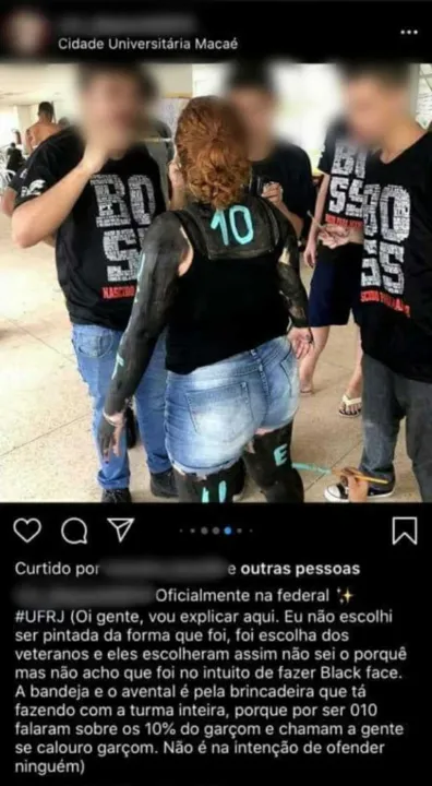 Jovem que foi pintada fez uma publicação na sua rede social