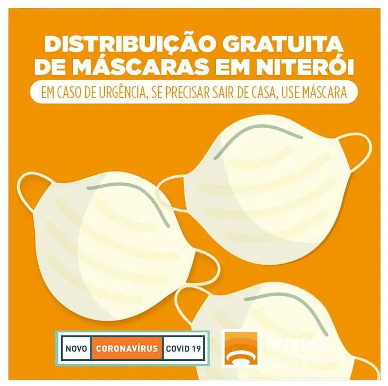 Arte da Prefeitura de Niterói para divulgar a distribuição das máscaras hospitalares na cidade