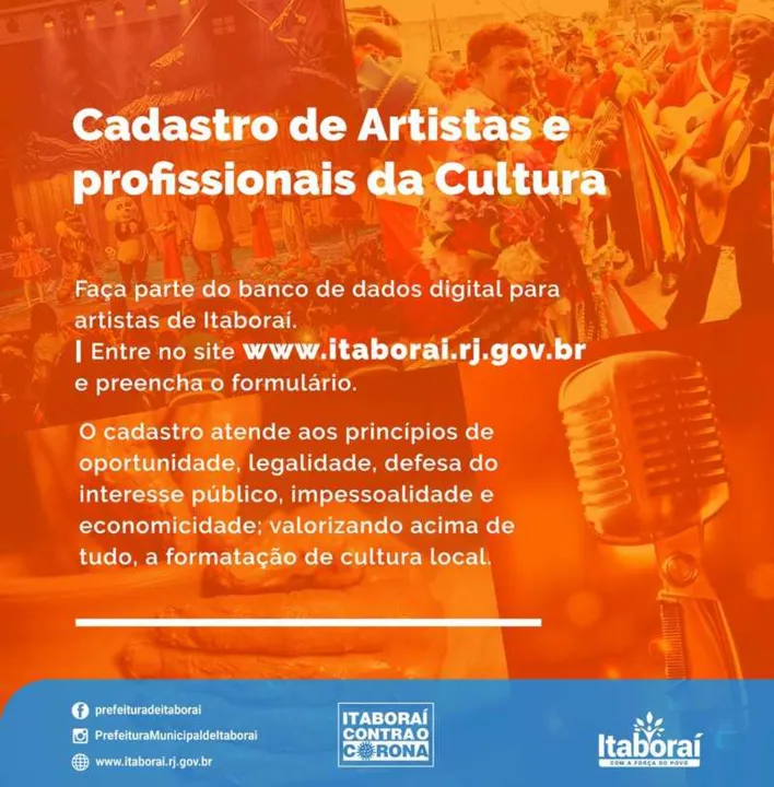  O objetivo aproximar de forma democrática artistas e profissionais de arte e cultura